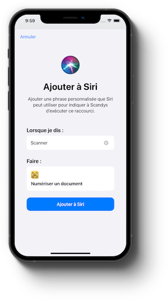 scandys raccourci Siri